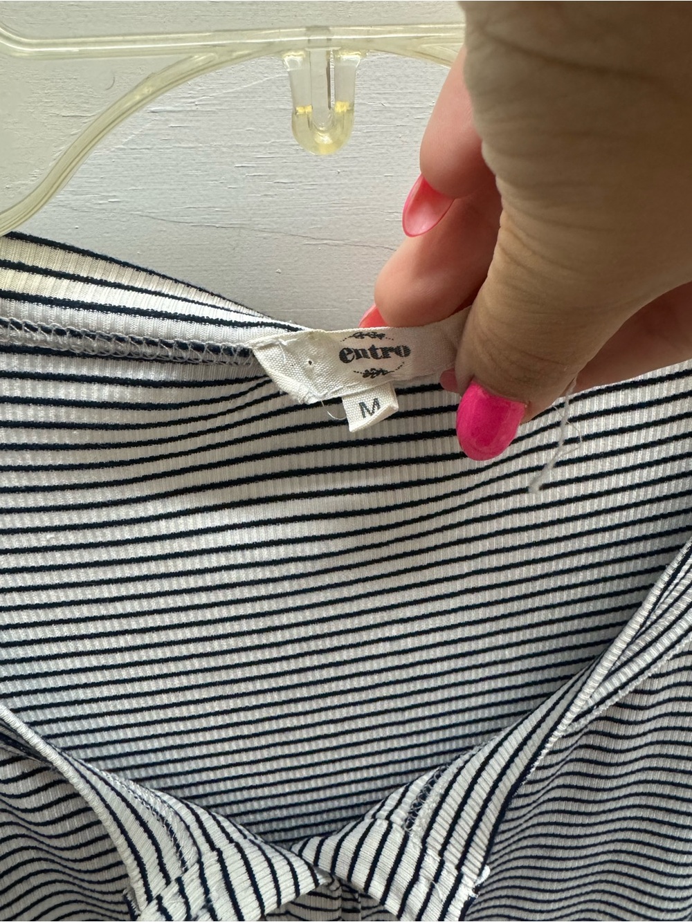 entro Black Striped Long Sleeve Oversized Henley Top - Picture 5 of 5